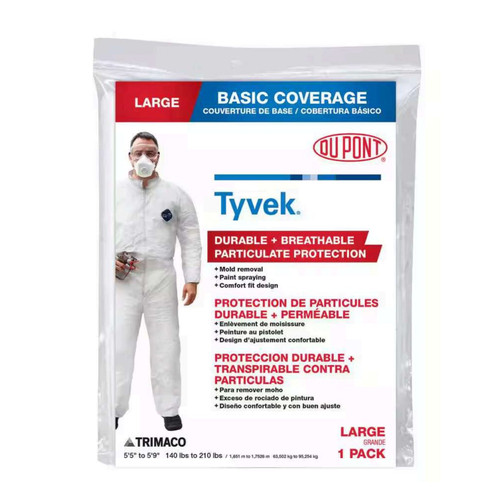 TRIMACO 14122 Tyvek Coveralls No Elastic, L