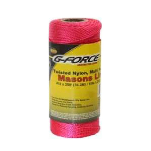 G-FORCE 27135 Twisted Nylon Mason Line - Neon Pink #18 x 250 ft. Tube