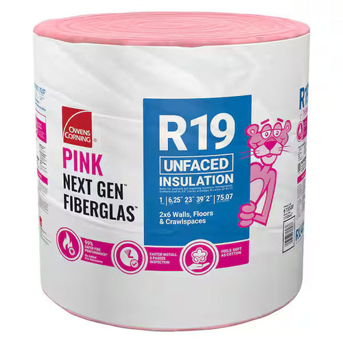 OWENS CORING R19 23 in. x 39.2 ft. Unfaced Fiberglass Insulation Continuous Roll 75 SQ FT