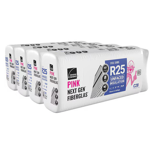 OWENS CORNING R25 16 in. x 96 in Attic Unfaced Fiberglass Batt Insulation 64SQ FT