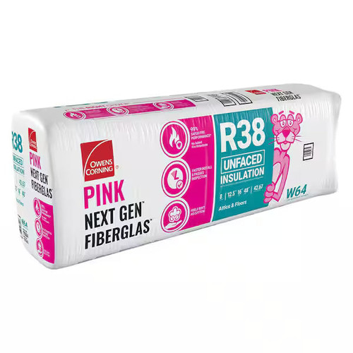 OWENS CORNING R38 16 in. x 48 in. Unfaced Fiberglass Insulation Batt 43SQ FT