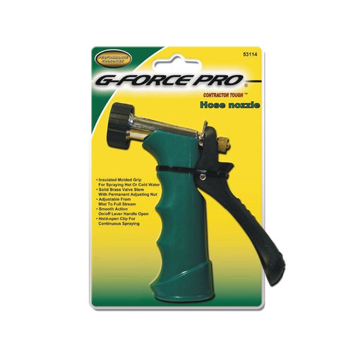 G-FORCE 53114 Insulated Pistol Grip Hose Nozzle Threaded Front Brass Valve