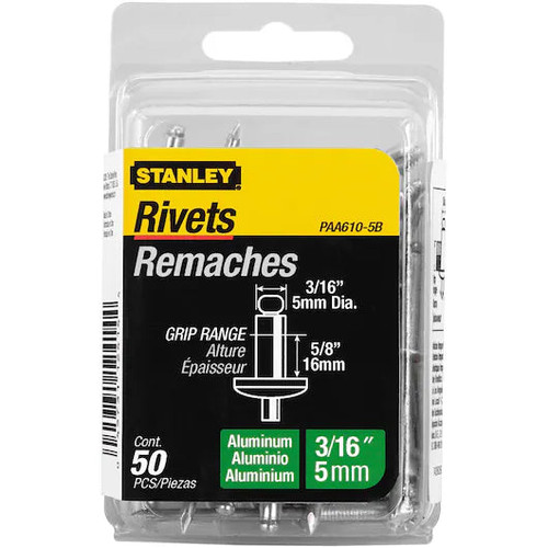 STANLEY PAA610-5B Aluminum Rivets 3/16 in. x 3/8 in. (50-Pack)