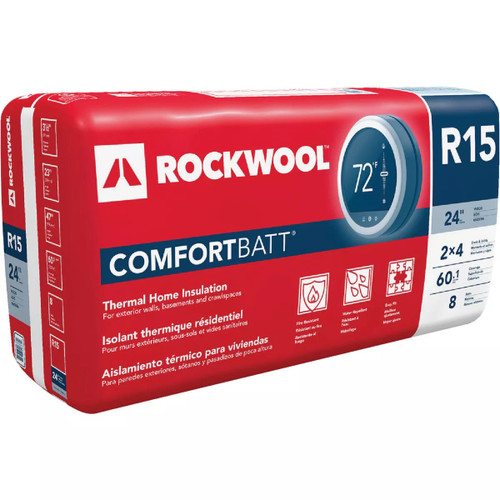 ROCKWOOL RXCB3523 R15 ComfortBatt 3-1/2 in. x 23 in. x 47 in. Fire Resistant Stone Wool Insulation Batt (59.7 sq. ff.)