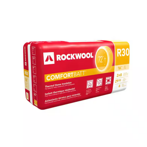 ROCKWOOL RXCB301525 R-30 Comfortbatt 7-1/4 in. x 15-1/4 in. x 47 in. Fire Resistant Stone Wool Insulation Batt (29.9 sqft)
