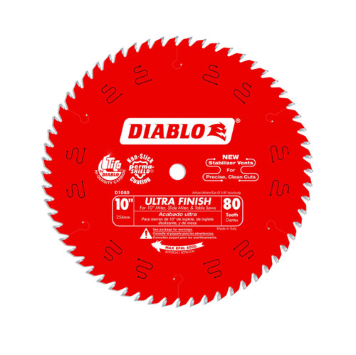 DIABLO D1080X 10 in. x 80-Teeth Ultra Finish Saw Blade for Wood
