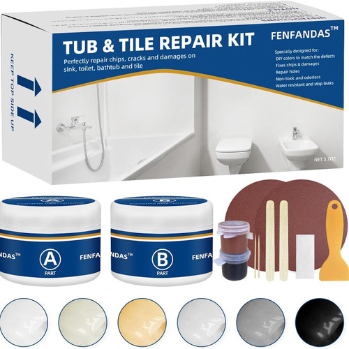 FENFANDAS Tub and Fiberglass Shower Repair Kit White, 3.7oz