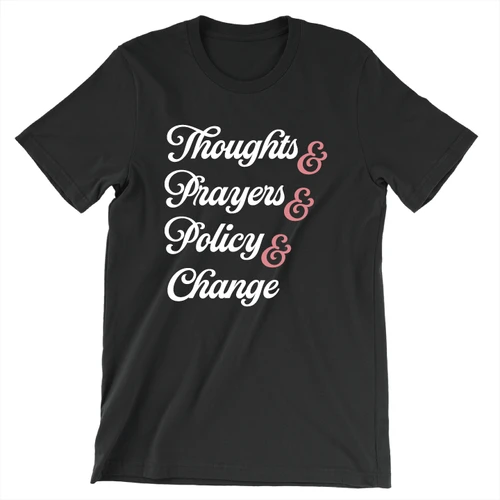 Thoughts & Prayers - Script (Unisex Black Tee)