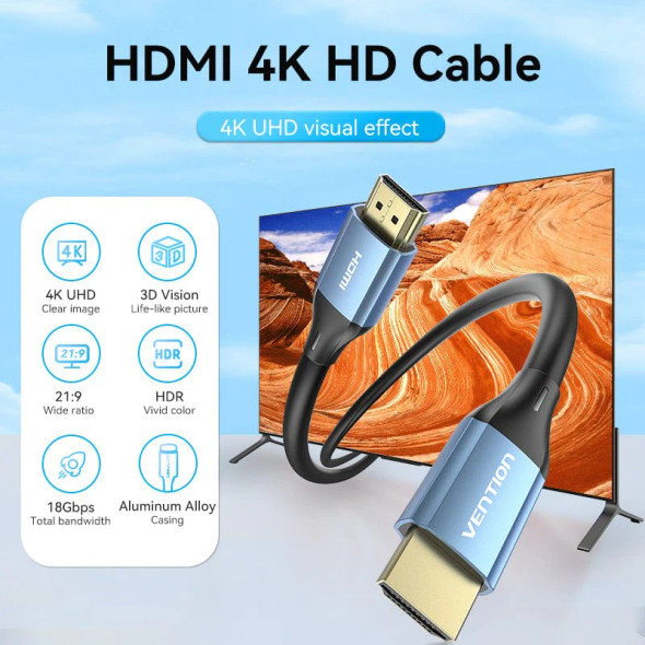 Vention ALHSJ HDMI Male to Male 4K HD Cable 5M Blue