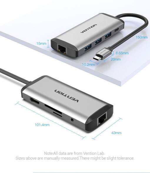 Vention THAHB Multi function Type- C 9 in 1nto HDMI+USB 3.0