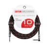 Gator - Backline Series GCWB-INS-10RABRD - Braided Instrument Cable - Straight to Right Angle - Black/Red - 10 Foot 