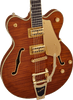 Gretsch Electromatic LTD Flame Okoume Broadkaster Double-Cut with Bigsby, Rosewood Fingerboard, Roundup Orange