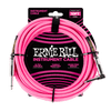 Ernie Ball - P06078 - Braided Instrument Cable - Straight/Angle - 10ft - Neon Pink