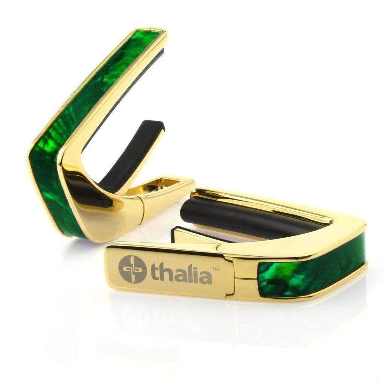 Thalia - Premium Guitar Capo - Green Angel Wing Inlay w/ 25k Gold Finish