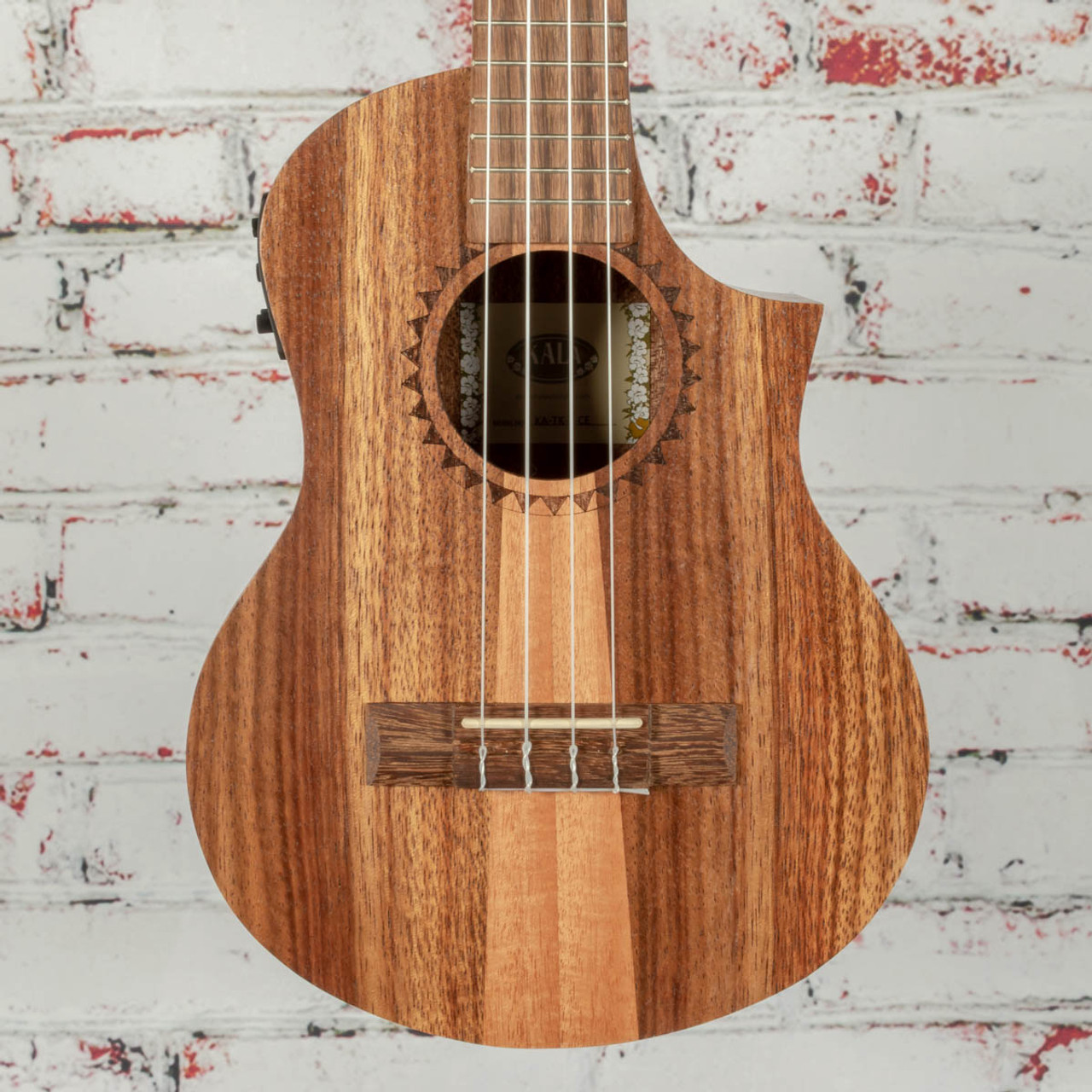 Kala Teak Tri-Top Tenor Ukulele with Cutaway & EQ Natural x0901