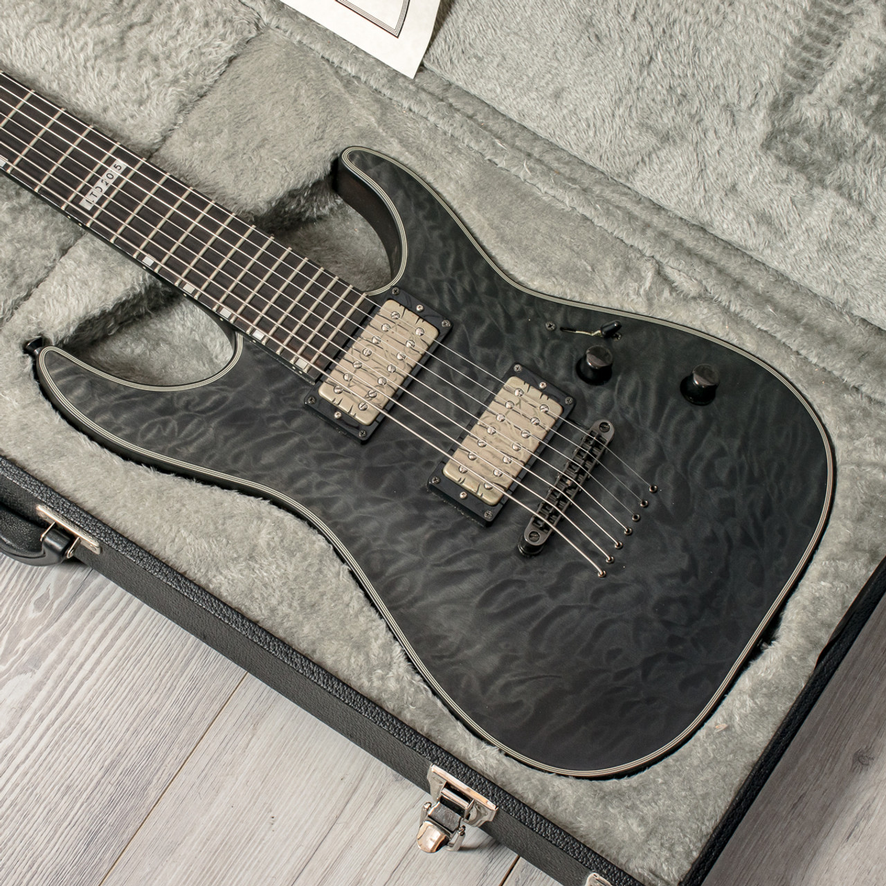 LTD 2015 40th Anniversary H7 7-String Electric Guitar, Flat Gray Quilt w/  Case x5036 (USED)