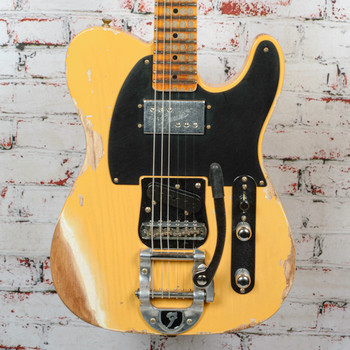 Fender - CuNiFe Blackguard Bigsby Heavy Relic - Telecaster Electric Guitar w/ 1-Piece Quartersawn Maple Neck - Aged Nocaster Blonde - w/ Deluxe Hardshell Case - x5006