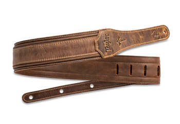 Taylor Wings - Distressed Leather Guitar Strap - 2.5" - Dark Brown
