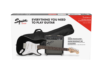 Squier B-stock Stratocaster® Pack, Laurel Fingerboard, Black, Gig Bag, 10G - 120V