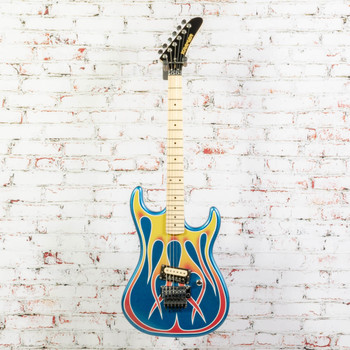 Kramer Baretta Electric Guitar - Blue Sparkle with Flames with EVH D-Tuna