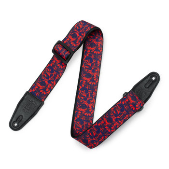 Levy's Polyester Guitar Strap - Purple & Red Skulls