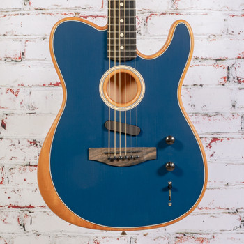Fender - American Acoustasonic® Telecaster® Electric Guitar - Ebony Fingerboard - Steel Blue - w/ Bag - x245A