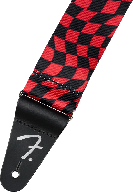 Fender Wavy Checkerboard Polyester Strap, Red