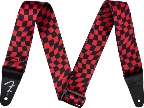 Fender - Wavy Checkerboard Polyester Guitar Strap - Red