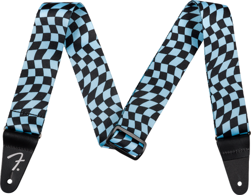 Fender - Wavy Checkerboard Polyester Guitar Strap - Blue