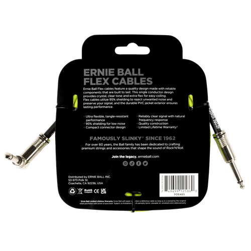 Ernie Ball Flex Instrument Cable Straight/Angle 10ft - Green