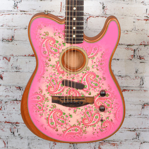Fender 2022 Limited Edition American Acoustasonic Telecaster Acoustic Electric Guitar Pink Paisley w/Bag USED