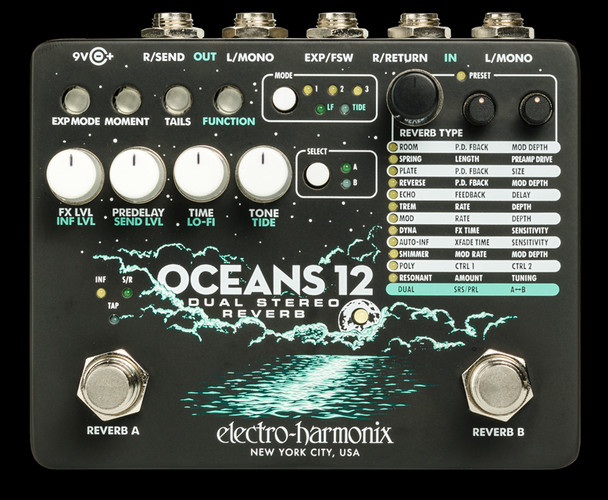 Electro-Harmonix Oceans 12 Dual Stereo Reverb Pedal