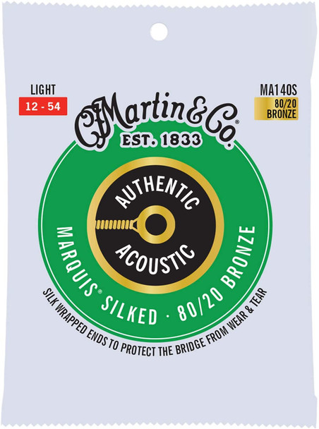 Martin Authentic Marquis Silked MA140S 80/20 Bronze Light .012-.054 Acoustic Guitar Strings