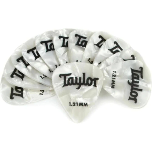 Taylor - 80715 - Celluloid 351 Guitar Picks - White Pearl - 1.21mm - Pack of 12