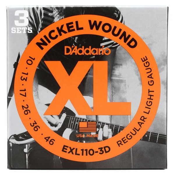 D'Addario EXL110 - Electric Guitar Strings - Regular Light Gauge - 3 Pack 