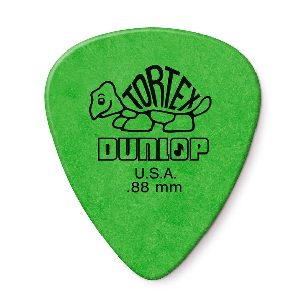 Dunlop - 418P88 - Tortex - Standard Guitar Picks - 0.88mm - Green - Pack of 12
