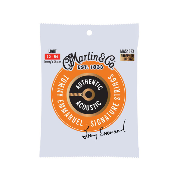 Martin - MA540FX Tommy's Choice - Martin Authentic Acoustic Guitar String Set - Flexible Core / Phosphor Bronze - 12-54 - Light Gauge - Pack of 3 