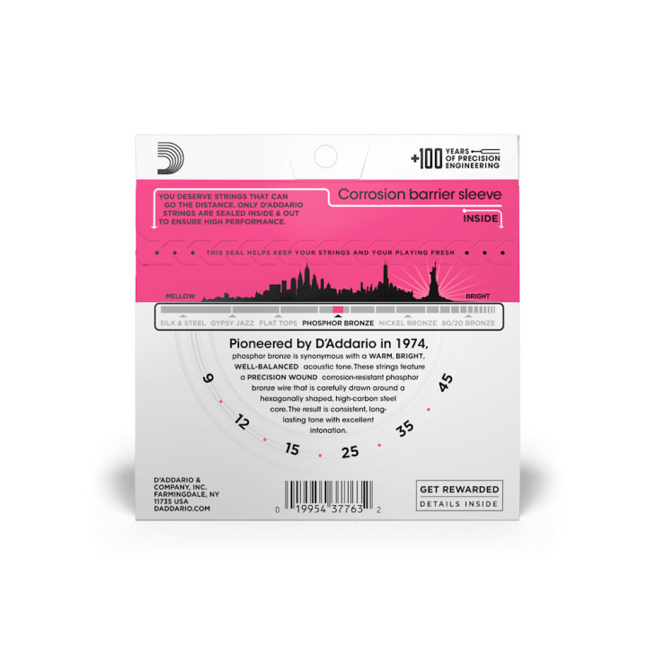D'ADDARIO SET ACOUSTIC PHOSPHOR BRONZE SUPER LIGHT