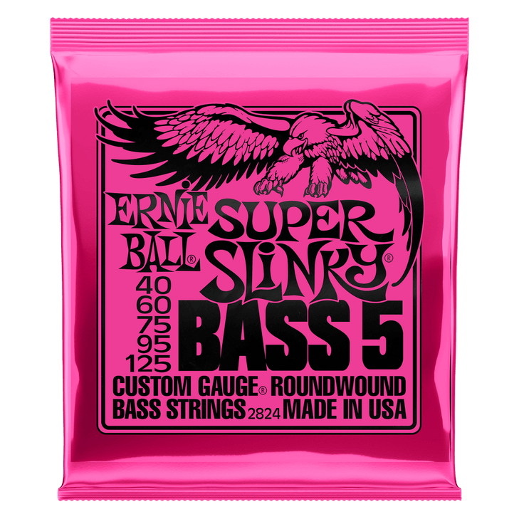 Ernie Ball - P02824 - Super Slinky 5-String Electric Bass Guitar String Set - Nickel Wound - 40-125
