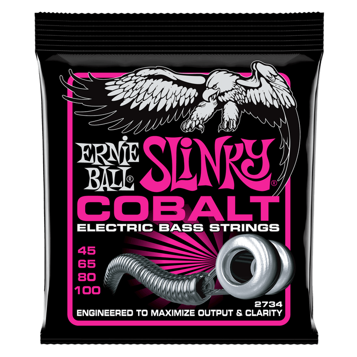 Ernie Ball - P02734 - Electric Bass Guitar String Set - Super Slinky Cobalt - 45-100