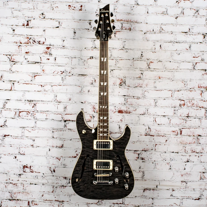 Schecter - Diamond Series C-1E/A Semi-Hollow Electric Guitar, Grey Quilted Maple - x0028 - USED