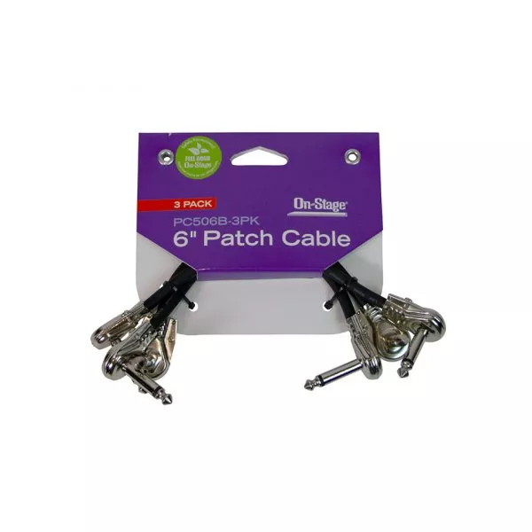 On-Stage - PC506B-3PK - Instrument Patch Cable w/ Pancake Connectors - 6" - 3 Pack