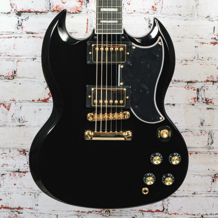 Epiphone - Inspired by Gibson SG Custom - Electric Guitar w/ 2-Humbuckers - Ebony - w/ Premium Gig Bag