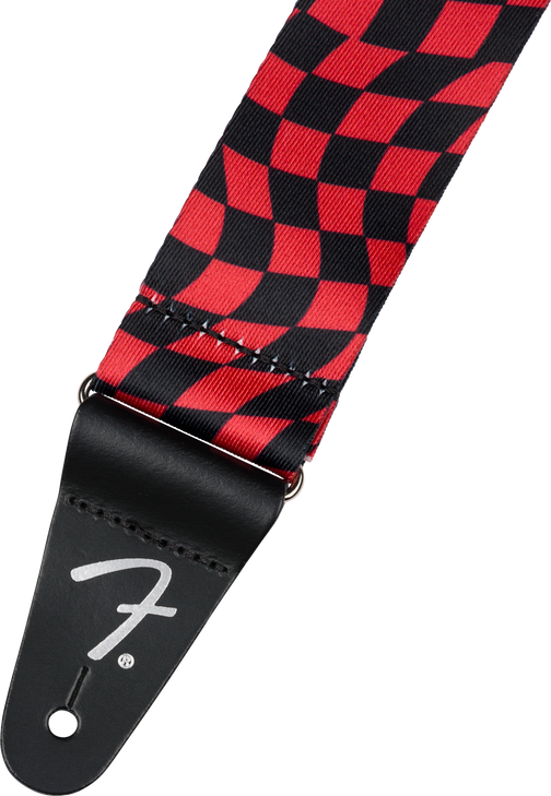 Fender Wavy Checkerboard Polyester Strap, Red
