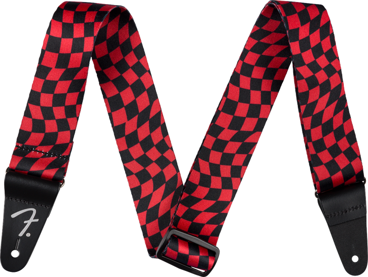 Fender - Wavy Checkerboard Polyester Guitar Strap - Red