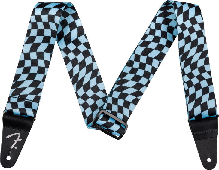 Fender - Wavy Checkerboard Polyester Guitar Strap - Blue