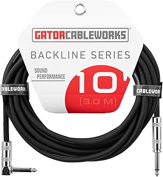 Gator - GCWB-INS-10RABB - Braided Instrument Cable - Straight to RA - 10 Foot 