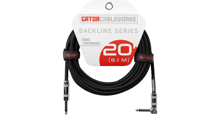 Gator - GCWB-INS-20RABB - Braided Instrument Cable - Straight to RA - 20 Foot 