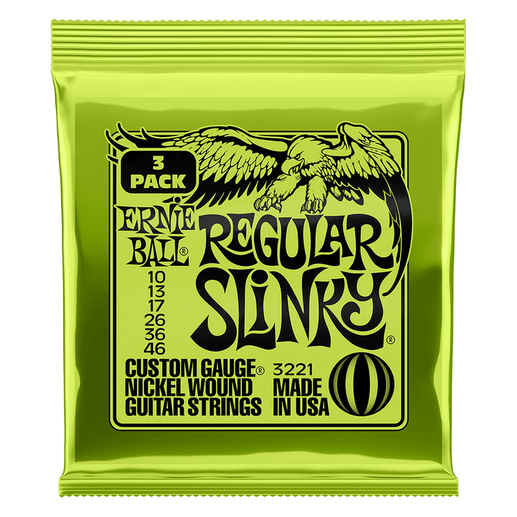 Ernie Ball - P03221 - Regular Slinky Nickel Wound Electric Guitar String Set - 10-46 Gauge - 3 Pack