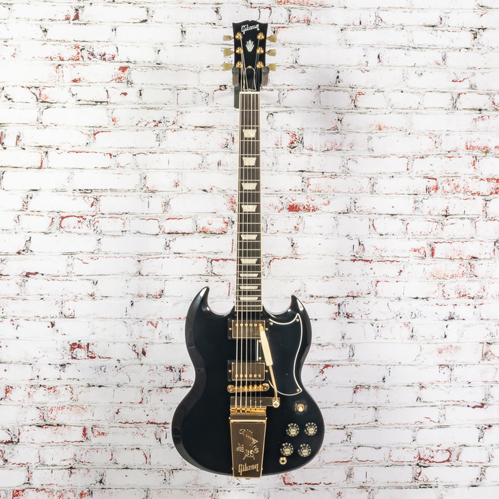 Gibson - SG Standard '61 Maestro Vibrola T-Type Electric Guitar with  '68 appointments - Ebony with Gold Hardware - with  Hardshell Case